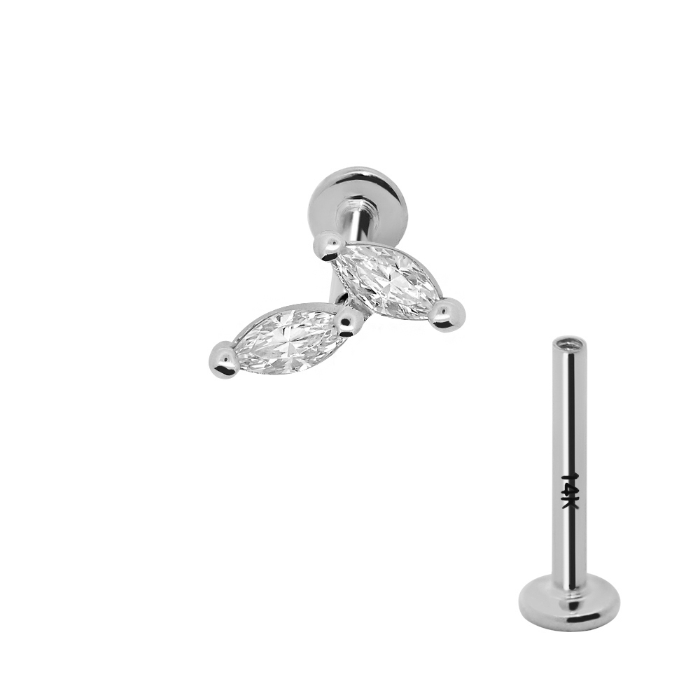 14K Gold Twin Leaf Luxe Lab Diamond - Image 2