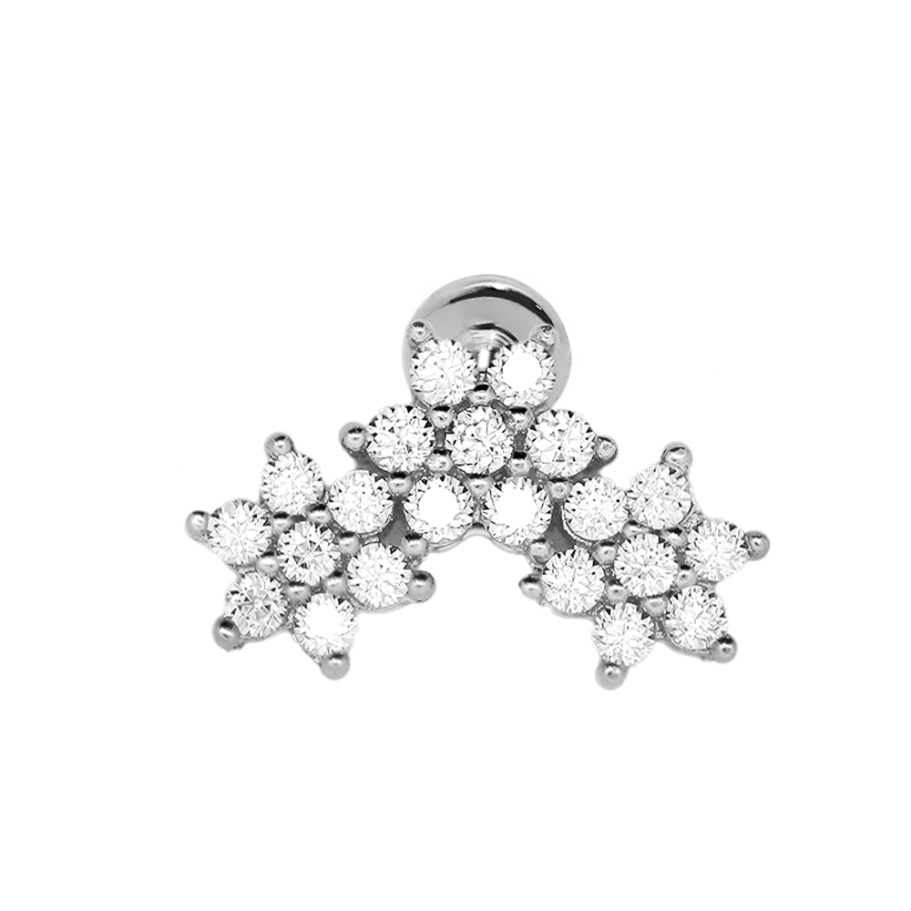 14K Solid Gold Lab Diamond Blossom Trio Labret Stud - Image 3