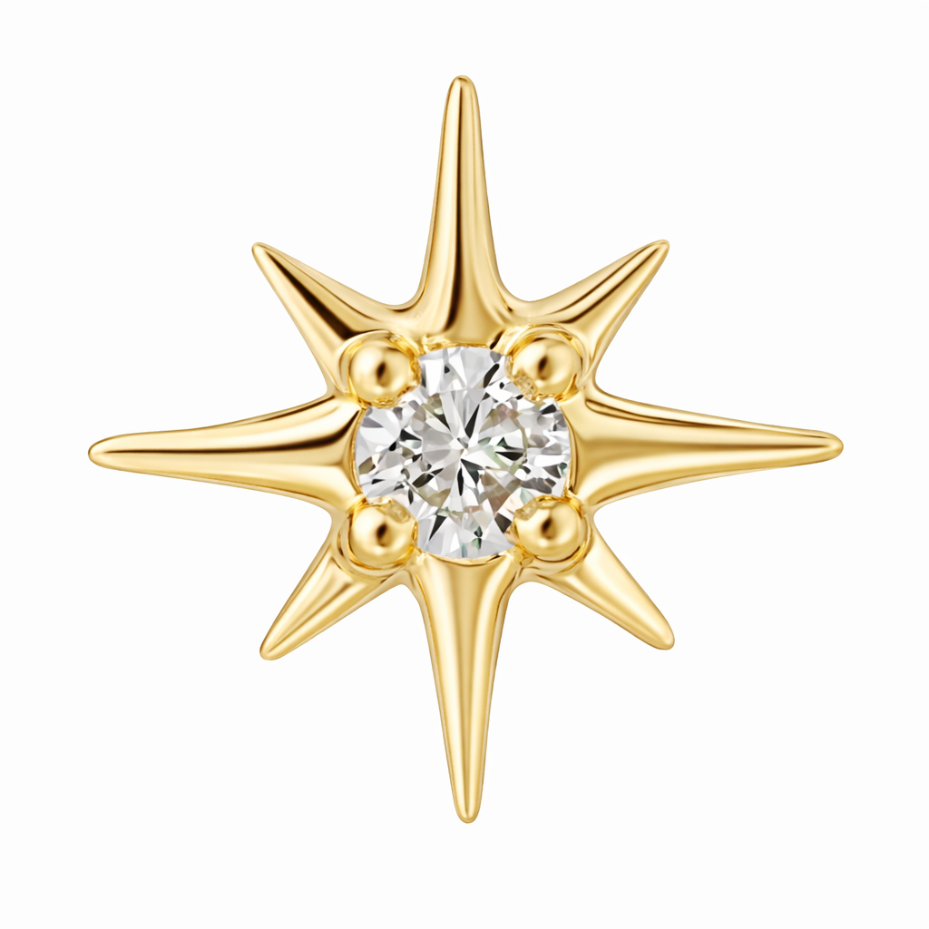 14K Solid Gold Lab Diamond Starburst Stud - Image 4