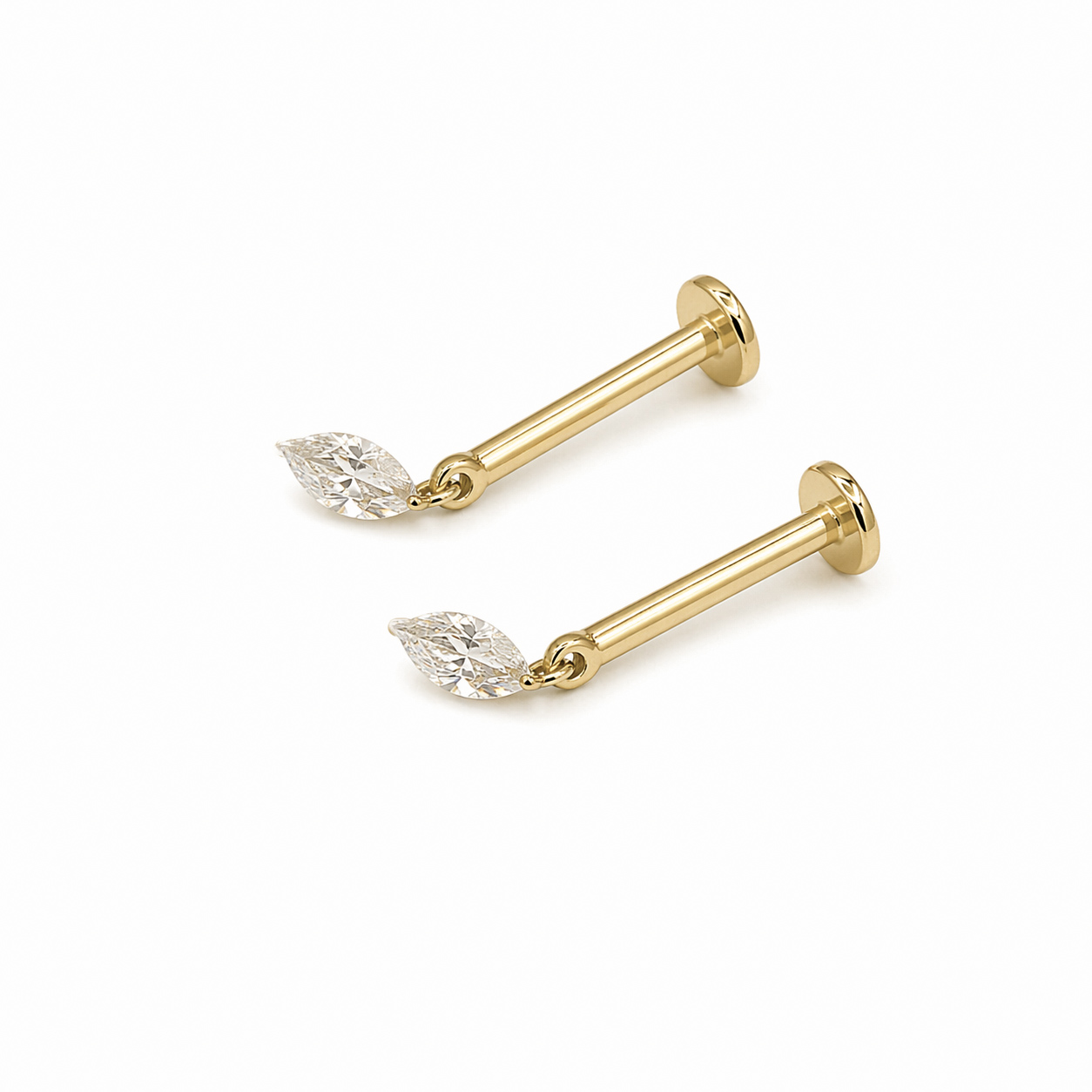 18K Gold Natural Diamond Drop Labret - Image 3