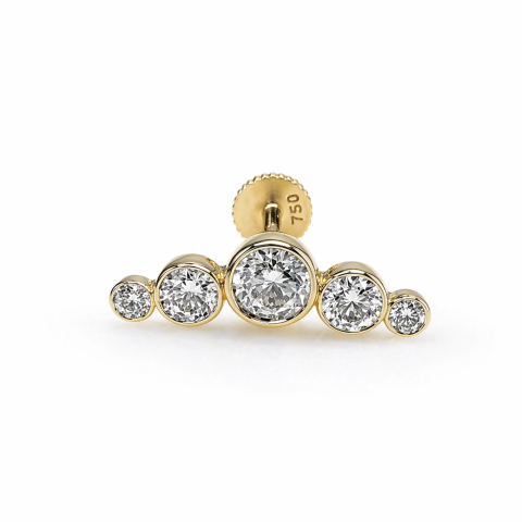 Royal Crown Diamond Stud - Solid 18k Gold