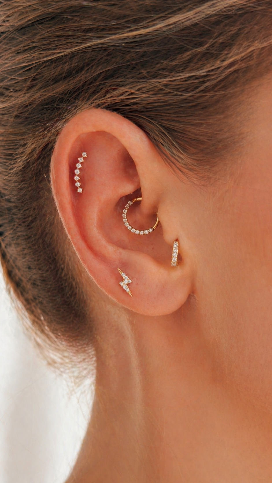 18K Solid Gold Natural Diamond Clicker Hoop - Image 2