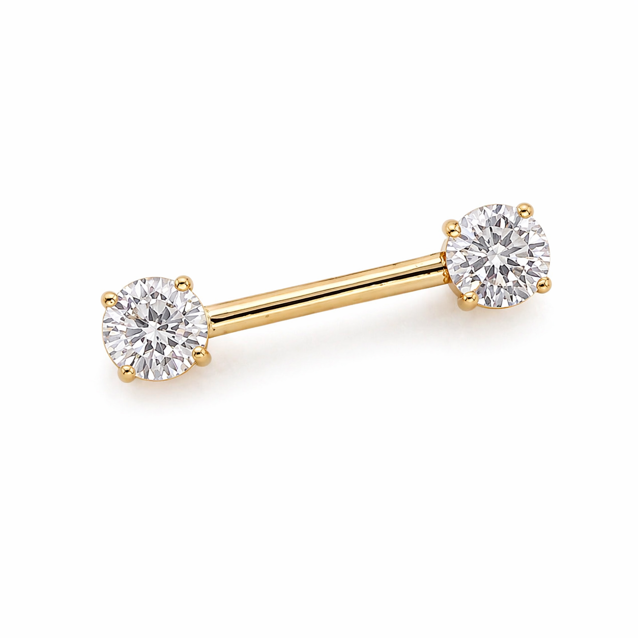 14K Gold Crystal Nipple Barbell