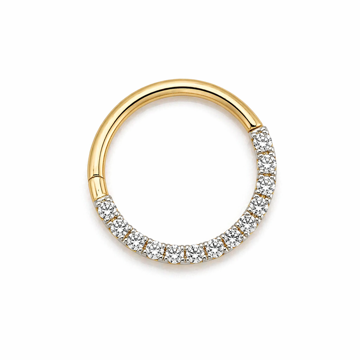 18K Solid Gold Natural Diamond Clicker Hoop