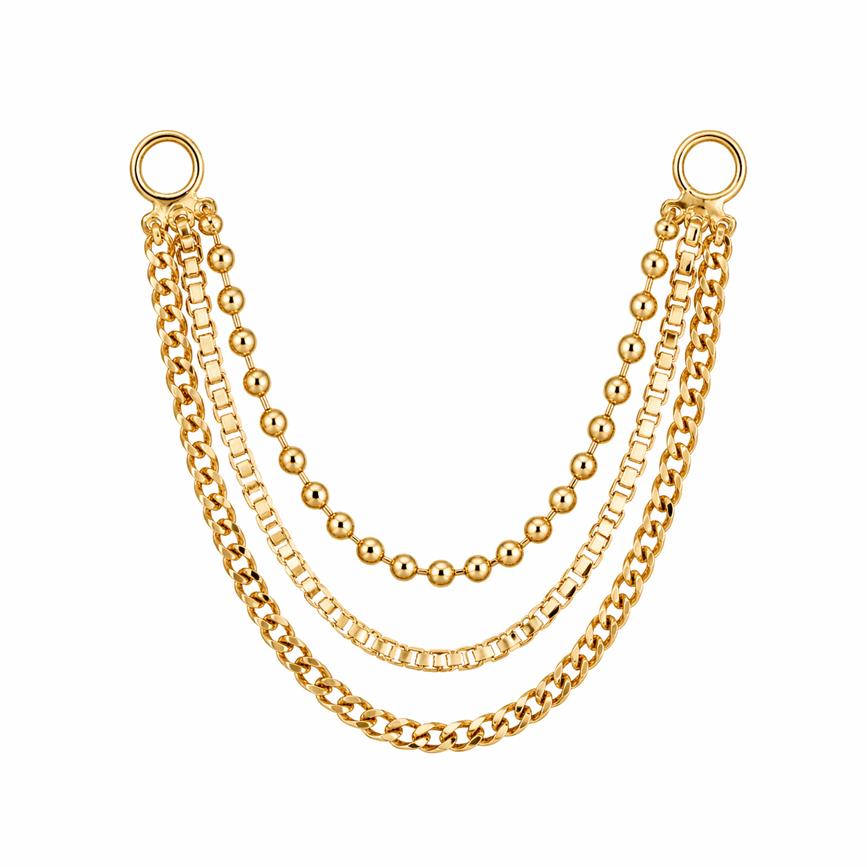 14K Gold Luxe Triple Connecting Chain
