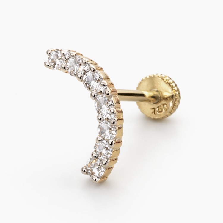 18K Gold Pavé Crescent Clicker