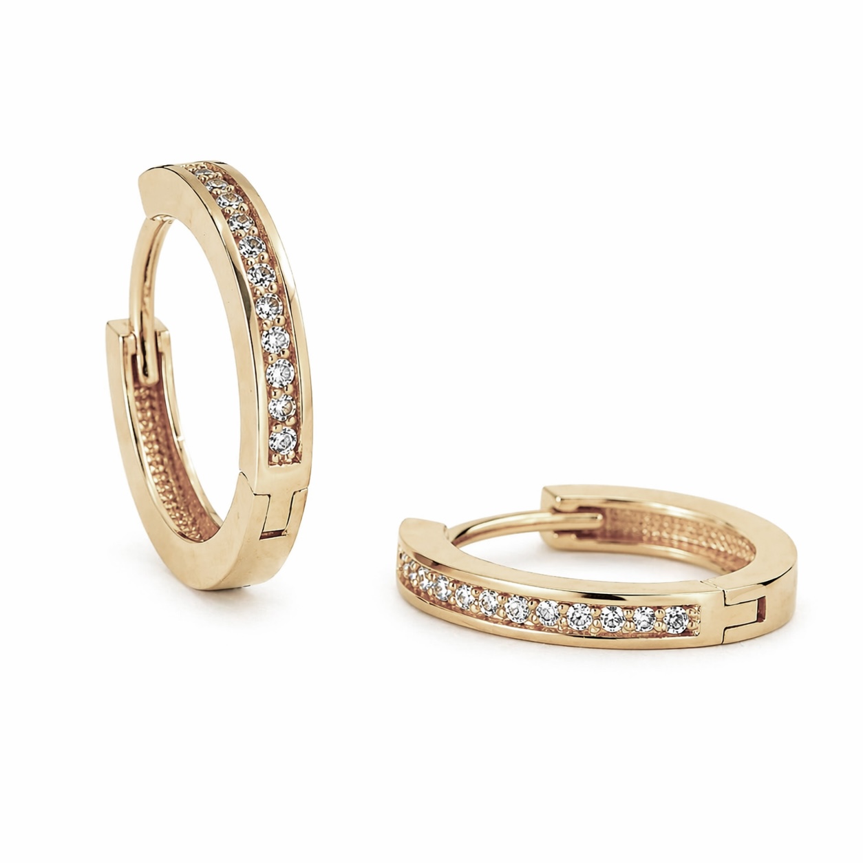 14K Gold Pavé Huggie Hoop - Image 4