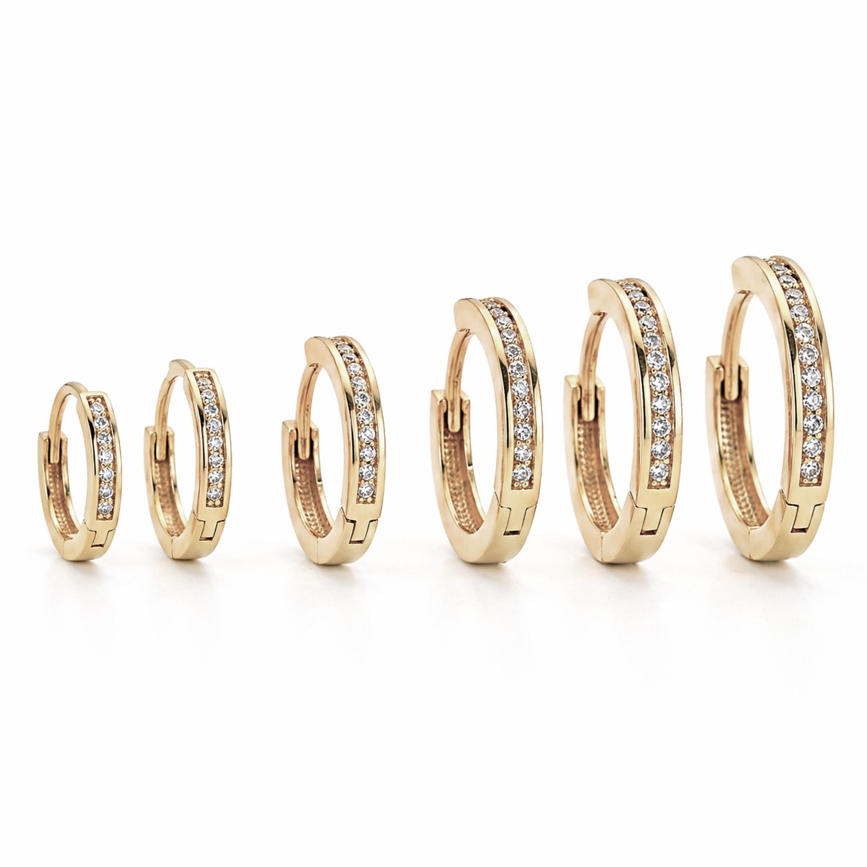 14K Gold Pavé Huggie Hoop - Image 3