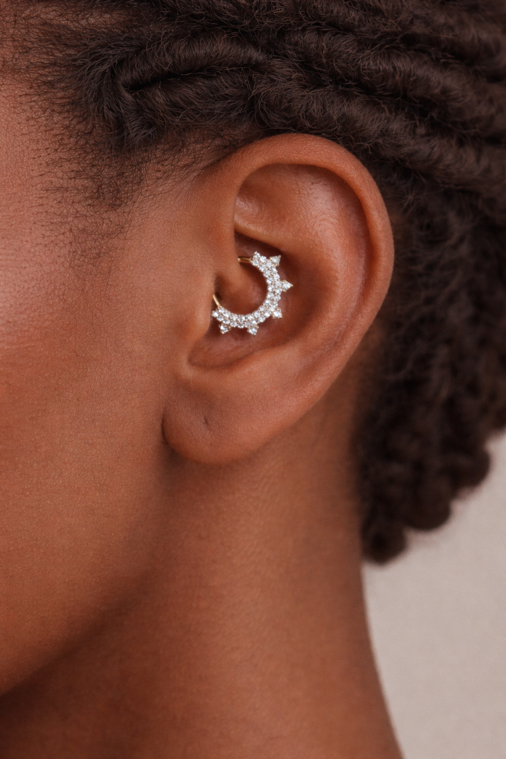 14K Solid Gold Lab Diamond Radiant Tribal Clicker - Image 2