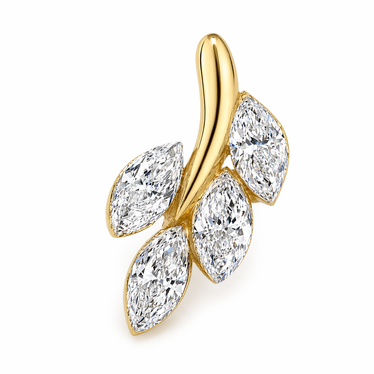 18K Gold Invisible Set Natural Diamond Leaf Labret