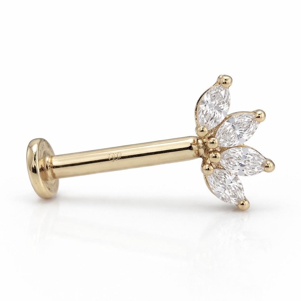 14K Solid Gold Lab Diamond Luxe Flower Labret