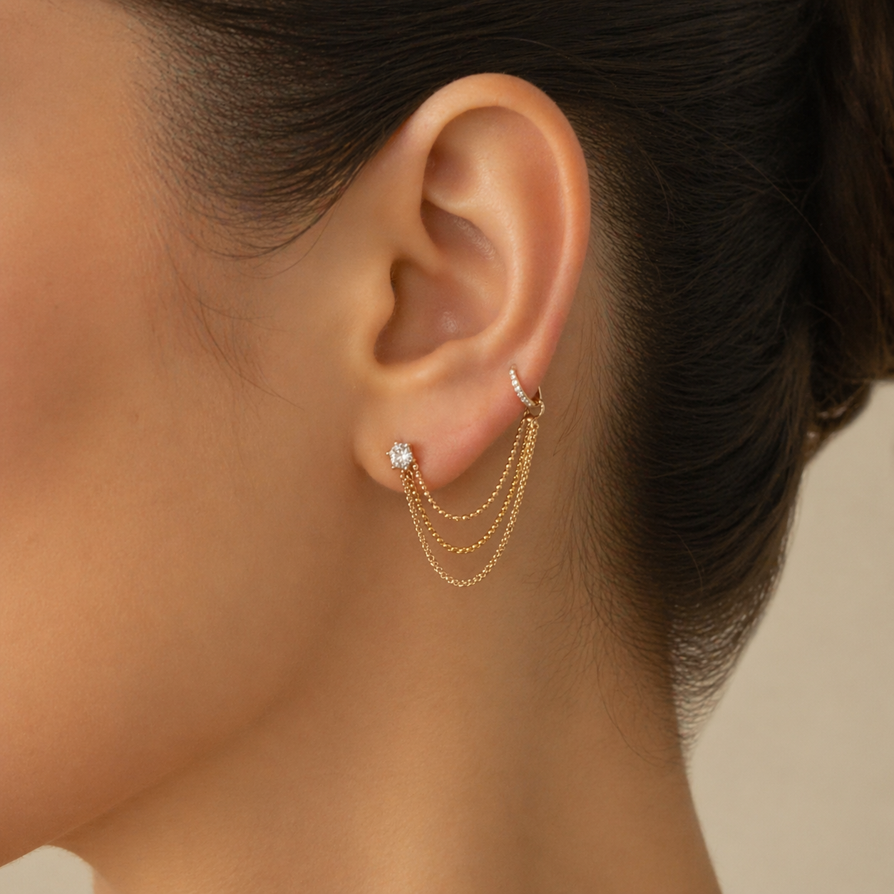14K Gold Luxe Triple Connecting Chain - Image 2