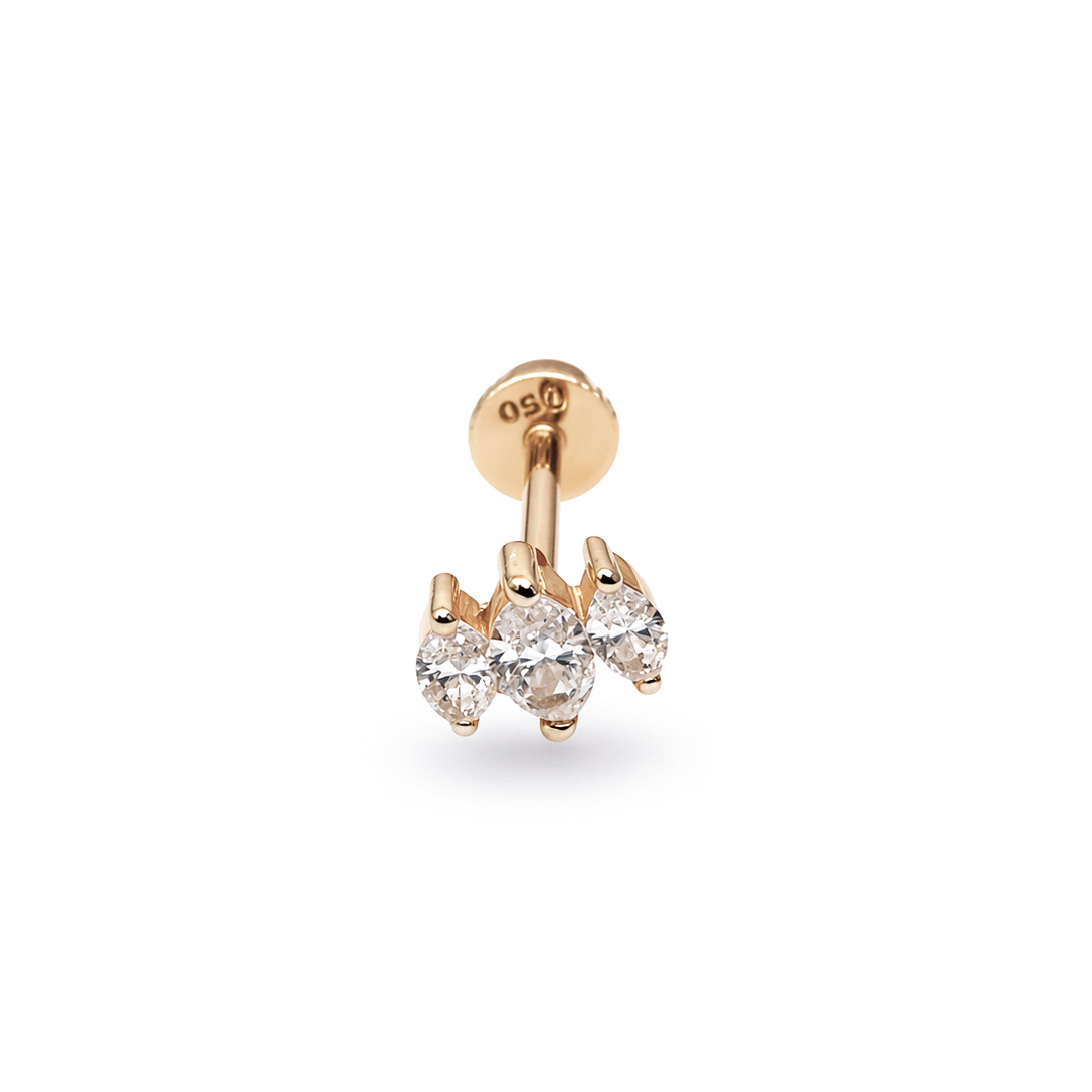 18K Gold Trinity Cluster Flat Back Stud - Image 2