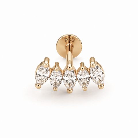 Royal Marquise Crown Stud - Solid 18k Gold