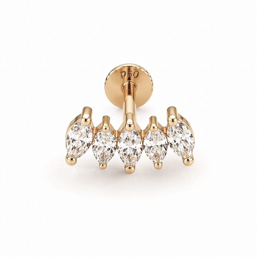 Royal Marquise Crown Stud - Solid 18k Gold