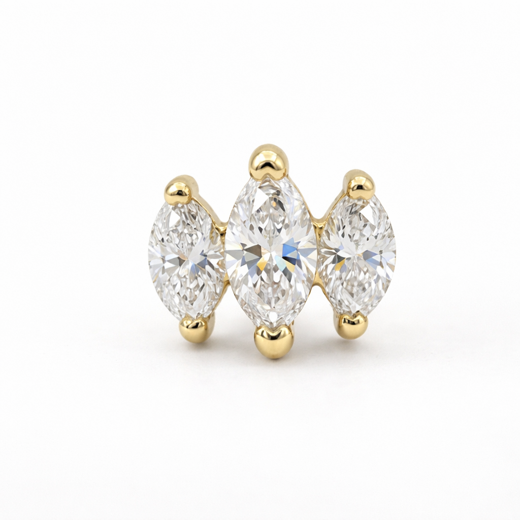18K Gold Trinity Cluster Flat Back Stud