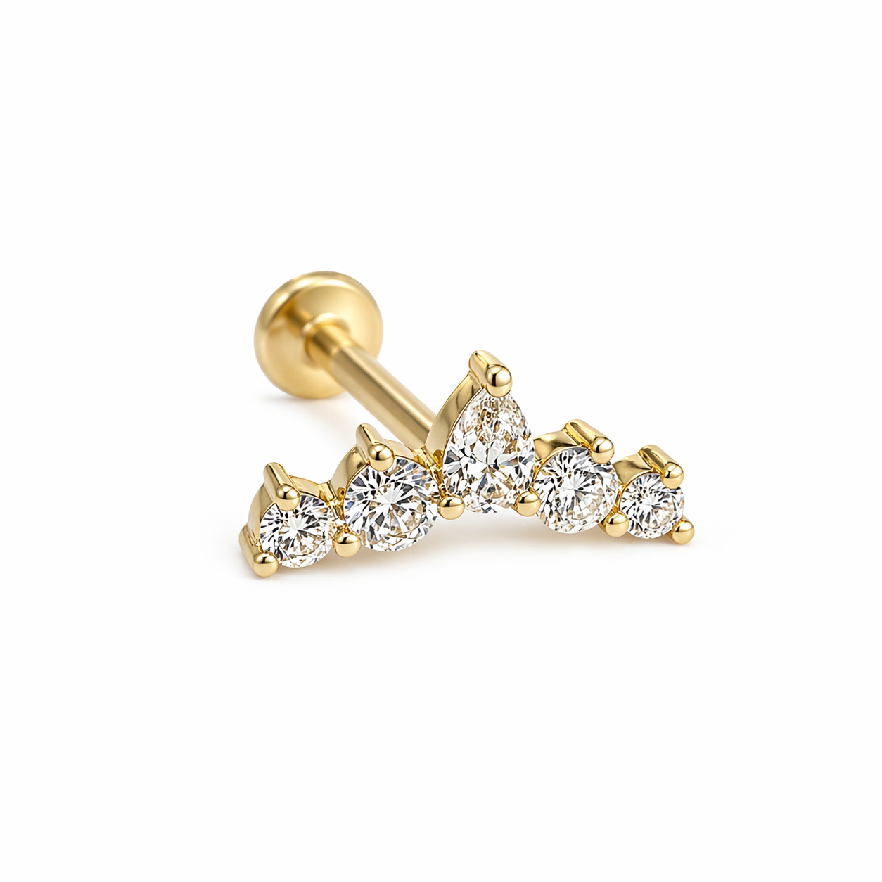 18K Gold Natural Diamond Crown Labret