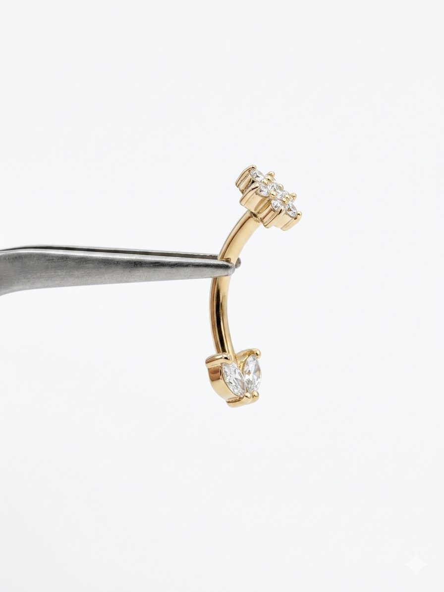14K Gold Luxe Blossom Curve Lab Diamond