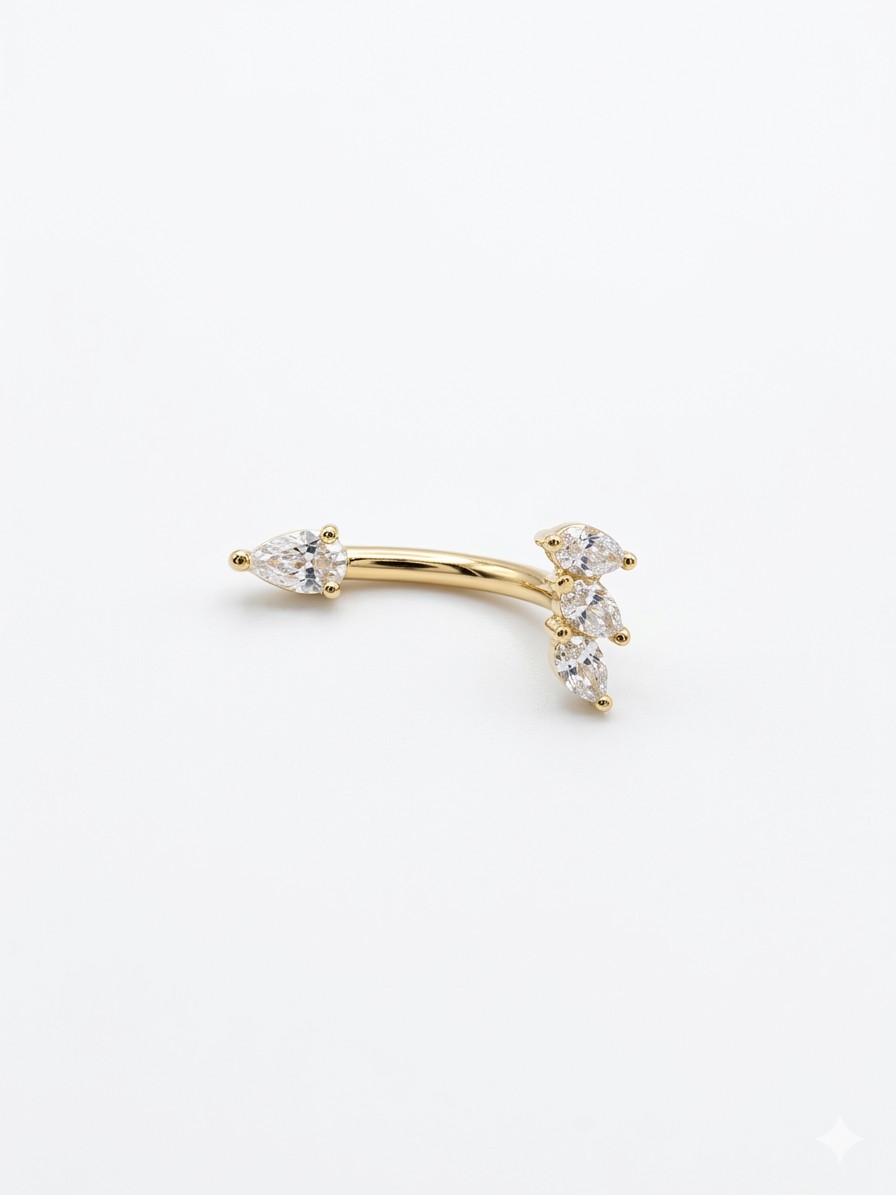 14K Gold Luxe Marquise Curve Lab Diamond