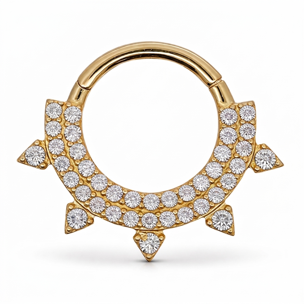 14K Solid Gold Lab Diamond Radiant Tribal Clicker