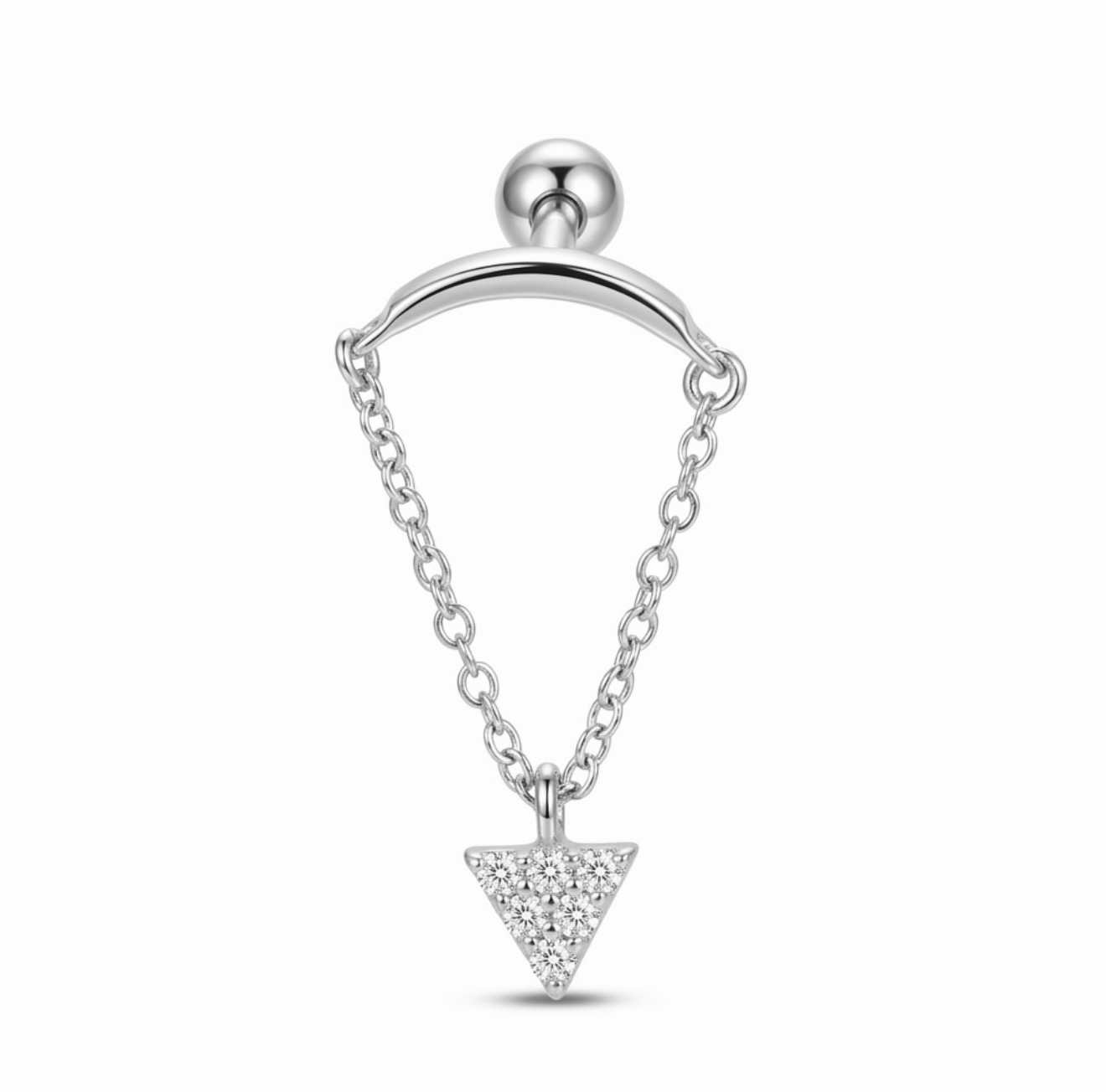 14K Solid Gold Lab Diamond Geometric Chain Drop Labret - Image 2