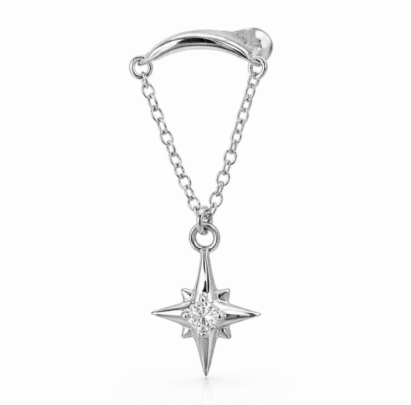 14K Solid Gold Lab Diamond Celestial Star Drop Stud - Image 3