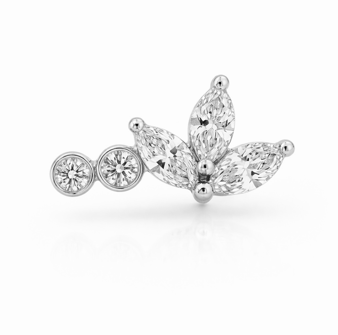 18K Solid Gold Natural Diamond Lotus Stud - Image 2