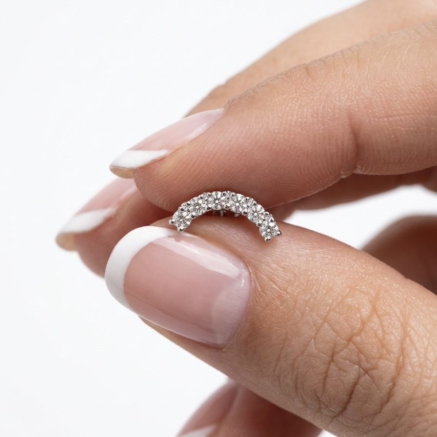 18K Gold Pavé Crescent Clicker - Image 2
