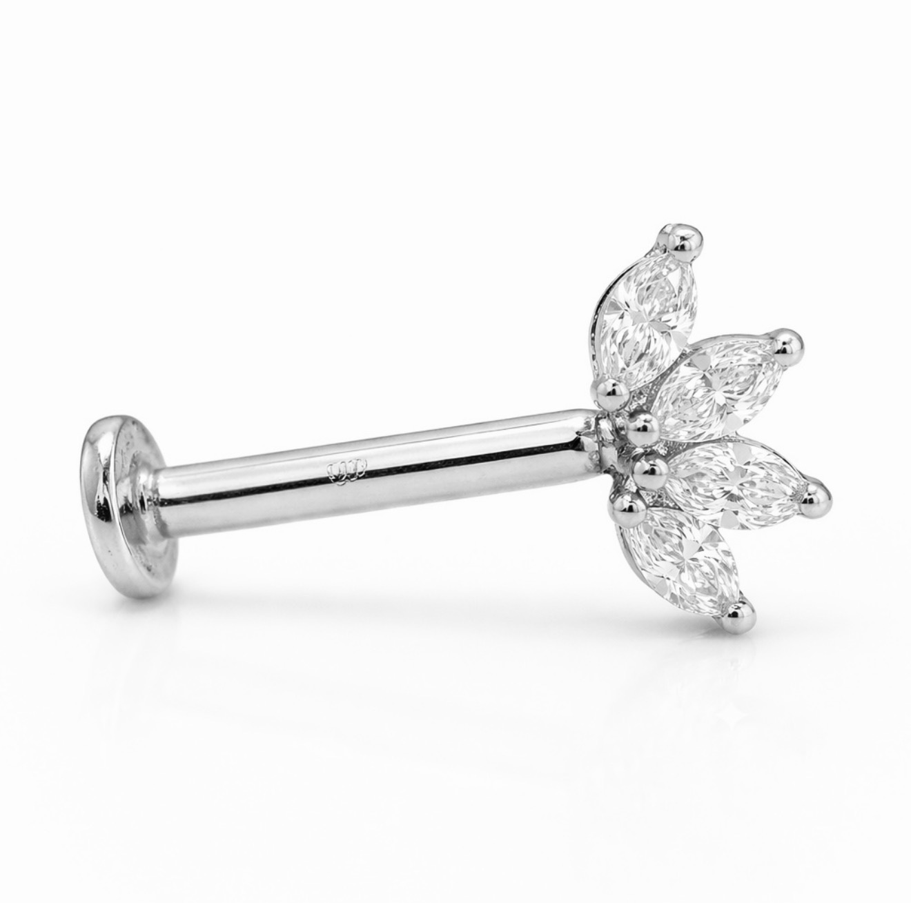 14K Solid Gold Lab Diamond Luxe Flower Labret - Image 3