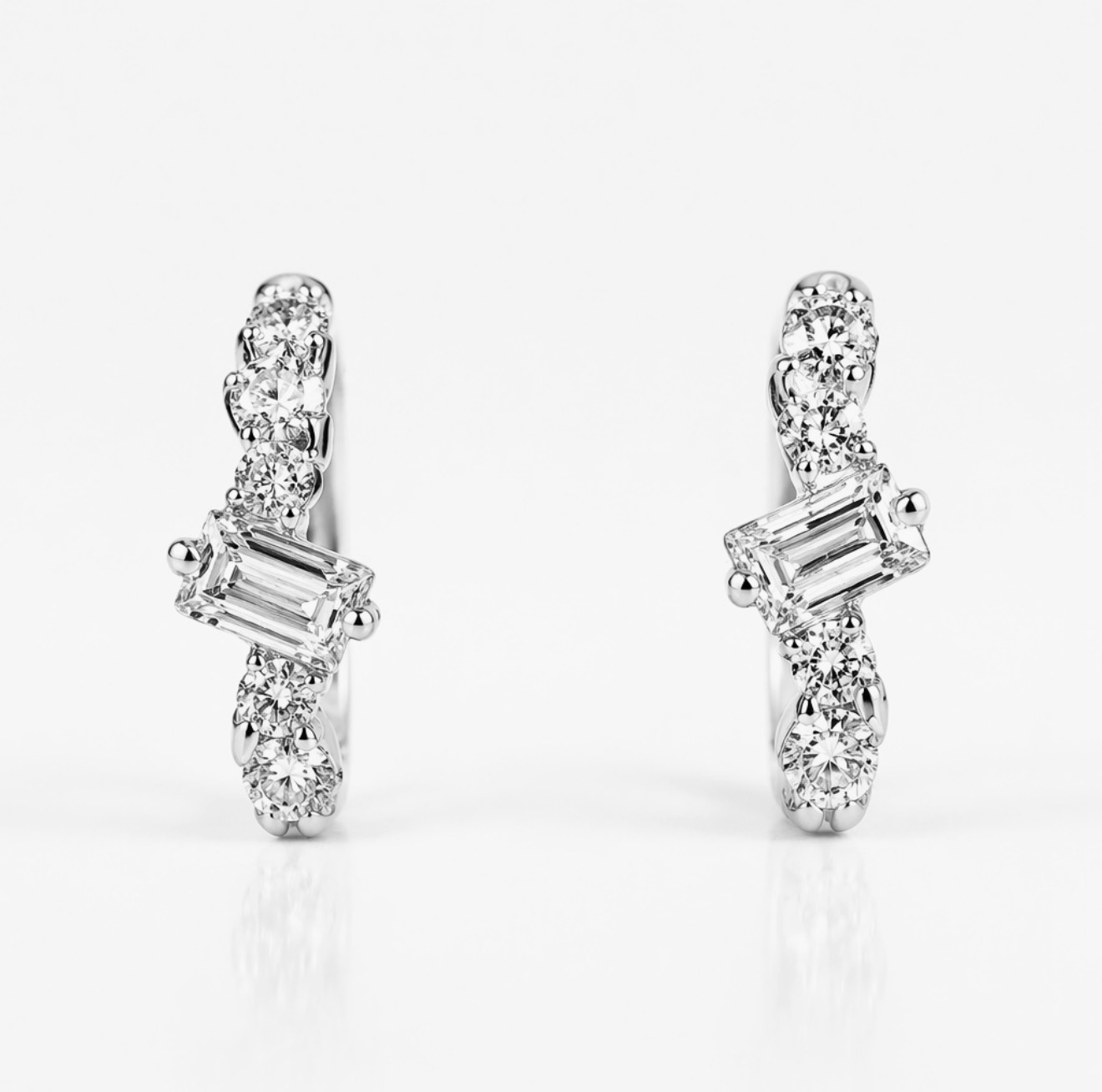 14K Gold Luxe Baguette Radiance Hoops - Image 2