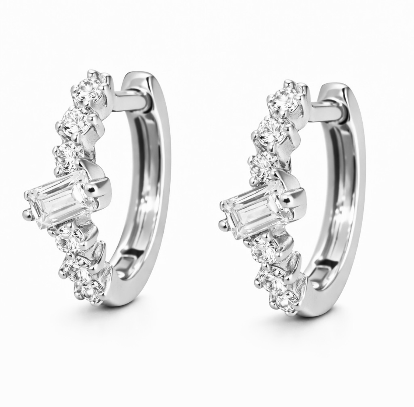 14K Gold Luxe Baguette Radiance Hoops - Image 3