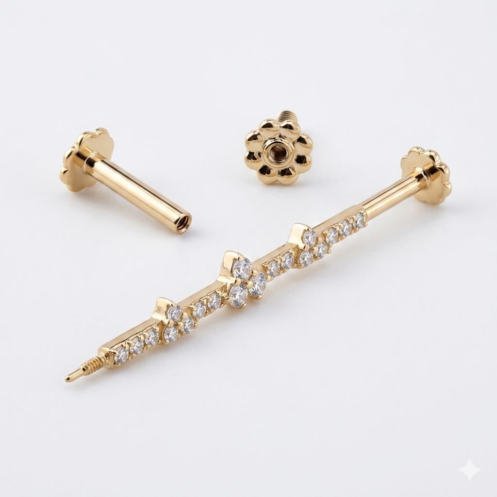 14K Gold Luxe Diamond Line Industrial - Image 2