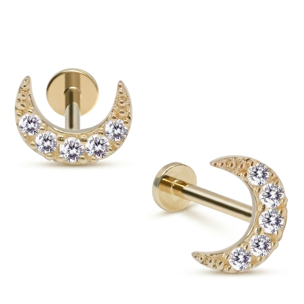 14K Gold Celeste Moon Lab Diamond Earring