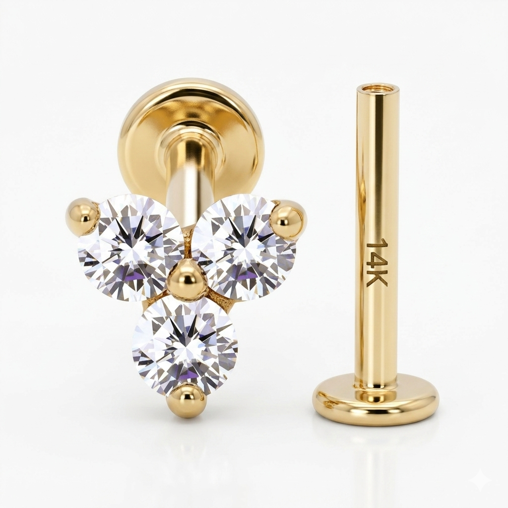 14K Gold Luxe Triangle Cluster