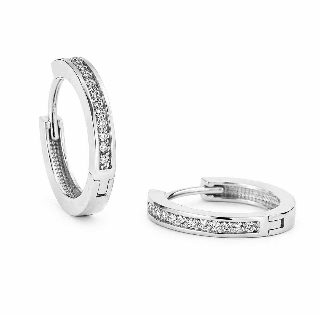 14K Gold Pavé Huggie Hoop - Image 2