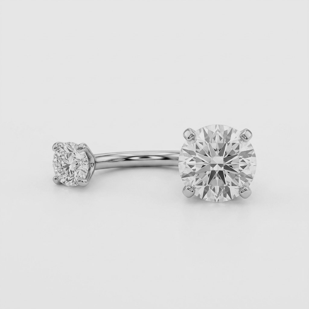 18K Solid Gold Double Stone Classic Belly Bar - Image 7