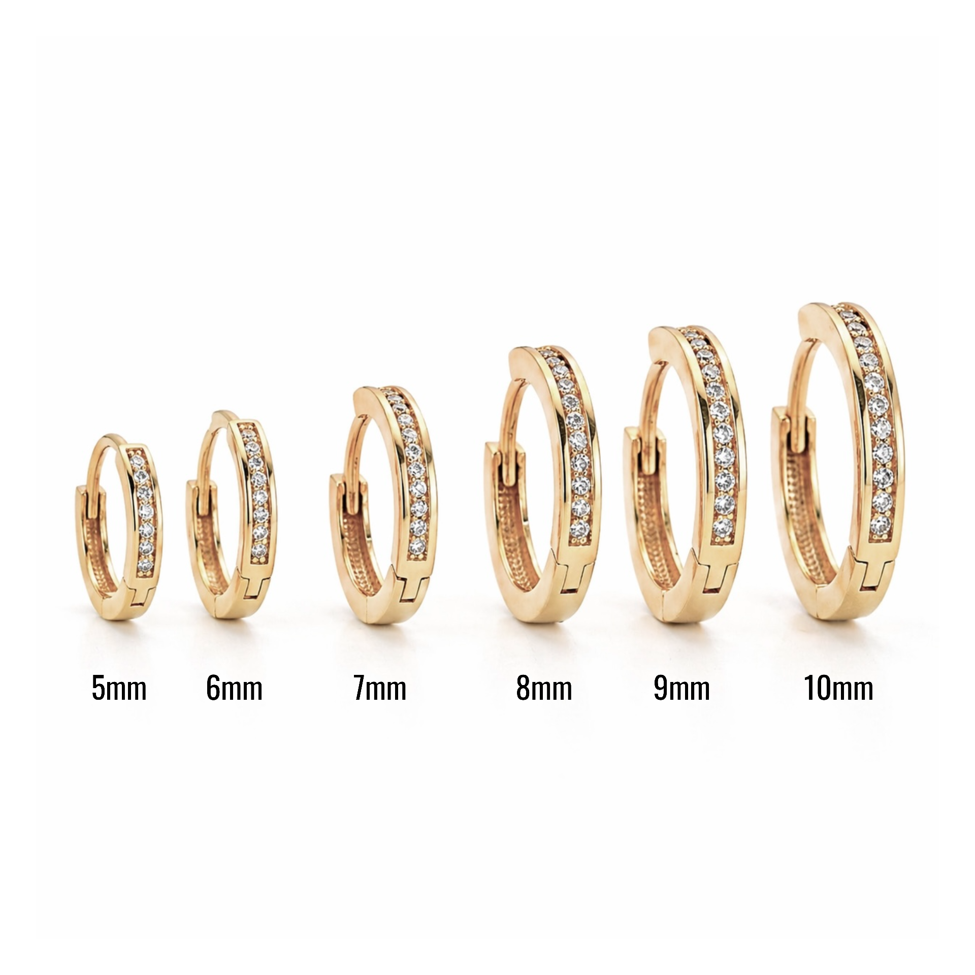 14K Gold Pavé Huggie Hoop